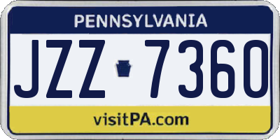 PA license plate JZZ7360