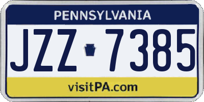 PA license plate JZZ7385
