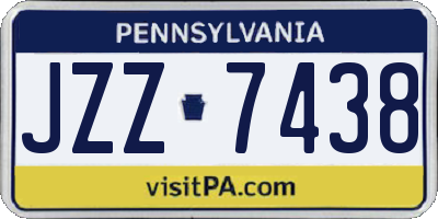 PA license plate JZZ7438