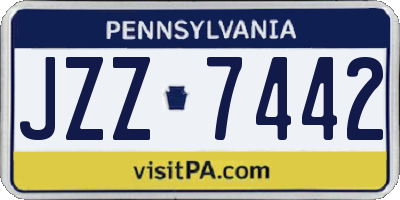 PA license plate JZZ7442