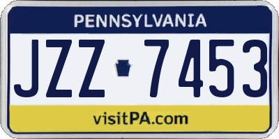 PA license plate JZZ7453