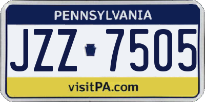 PA license plate JZZ7505