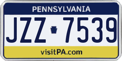 PA license plate JZZ7539