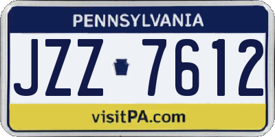 PA license plate JZZ7612