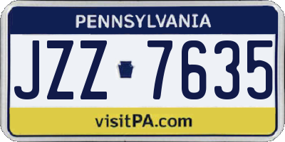 PA license plate JZZ7635