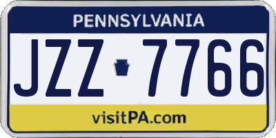 PA license plate JZZ7766