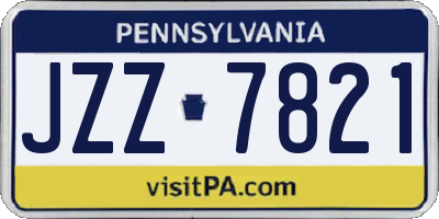 PA license plate JZZ7821
