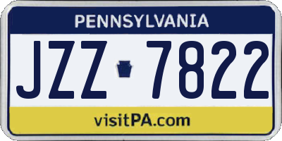 PA license plate JZZ7822