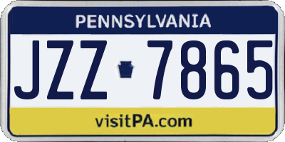 PA license plate JZZ7865