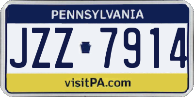 PA license plate JZZ7914