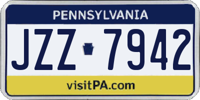 PA license plate JZZ7942