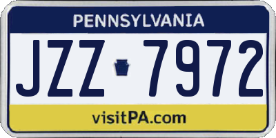 PA license plate JZZ7972
