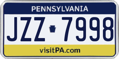 PA license plate JZZ7998