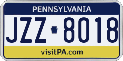 PA license plate JZZ8018