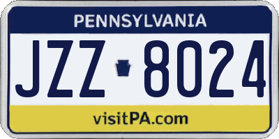 PA license plate JZZ8024