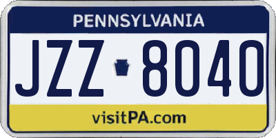 PA license plate JZZ8040