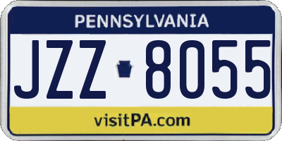 PA license plate JZZ8055