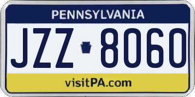 PA license plate JZZ8060