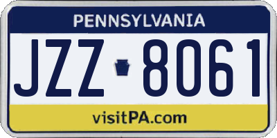 PA license plate JZZ8061