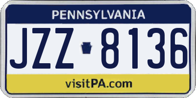 PA license plate JZZ8136
