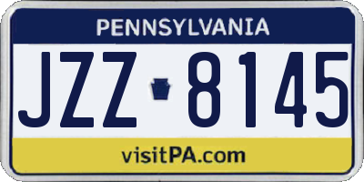 PA license plate JZZ8145