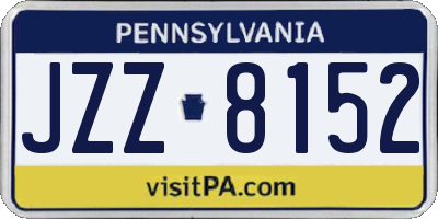 PA license plate JZZ8152