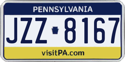 PA license plate JZZ8167