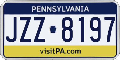 PA license plate JZZ8197