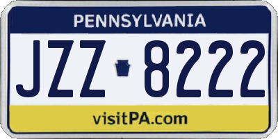 PA license plate JZZ8222