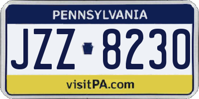 PA license plate JZZ8230