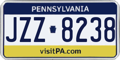 PA license plate JZZ8238