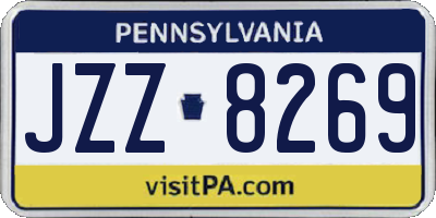PA license plate JZZ8269