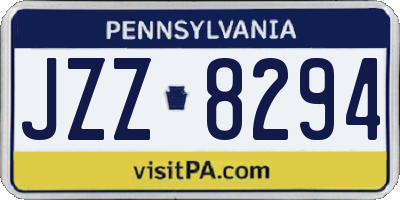 PA license plate JZZ8294