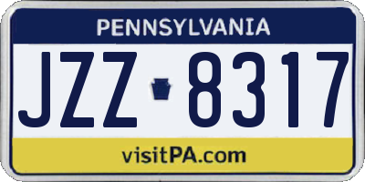 PA license plate JZZ8317