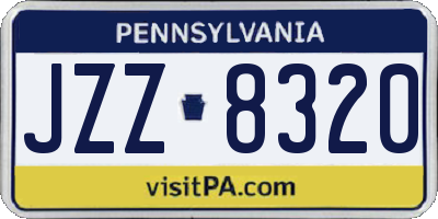 PA license plate JZZ8320