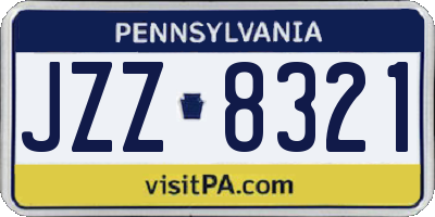PA license plate JZZ8321