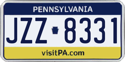 PA license plate JZZ8331
