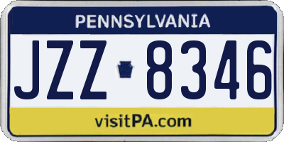 PA license plate JZZ8346
