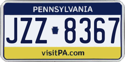 PA license plate JZZ8367
