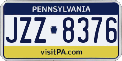 PA license plate JZZ8376
