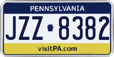PA license plate JZZ8382