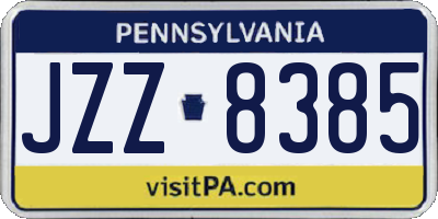 PA license plate JZZ8385