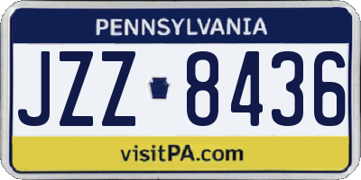 PA license plate JZZ8436