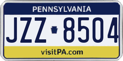 PA license plate JZZ8504
