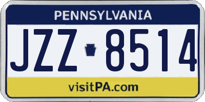 PA license plate JZZ8514