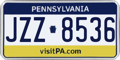 PA license plate JZZ8536