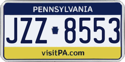 PA license plate JZZ8553