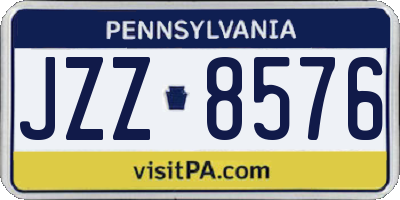 PA license plate JZZ8576