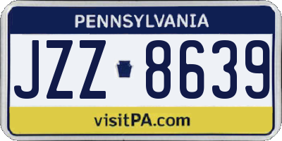 PA license plate JZZ8639