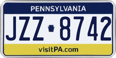 PA license plate JZZ8742